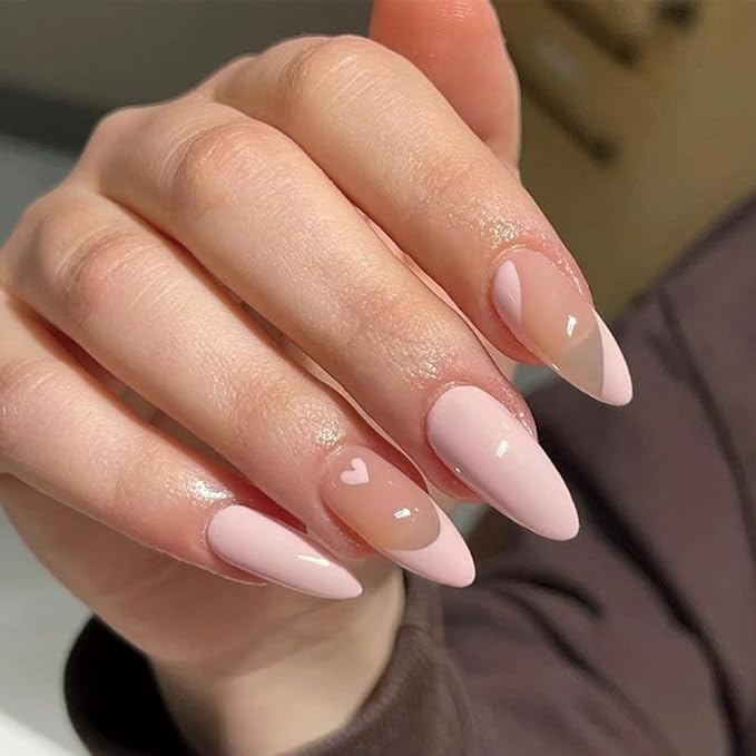 Pale pink valentines nails